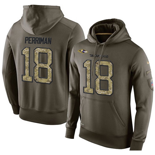 NFL Nike Baltimore Ravens #18 Breshad Perriman Green Salute To Service Men's Pullover Hoodie